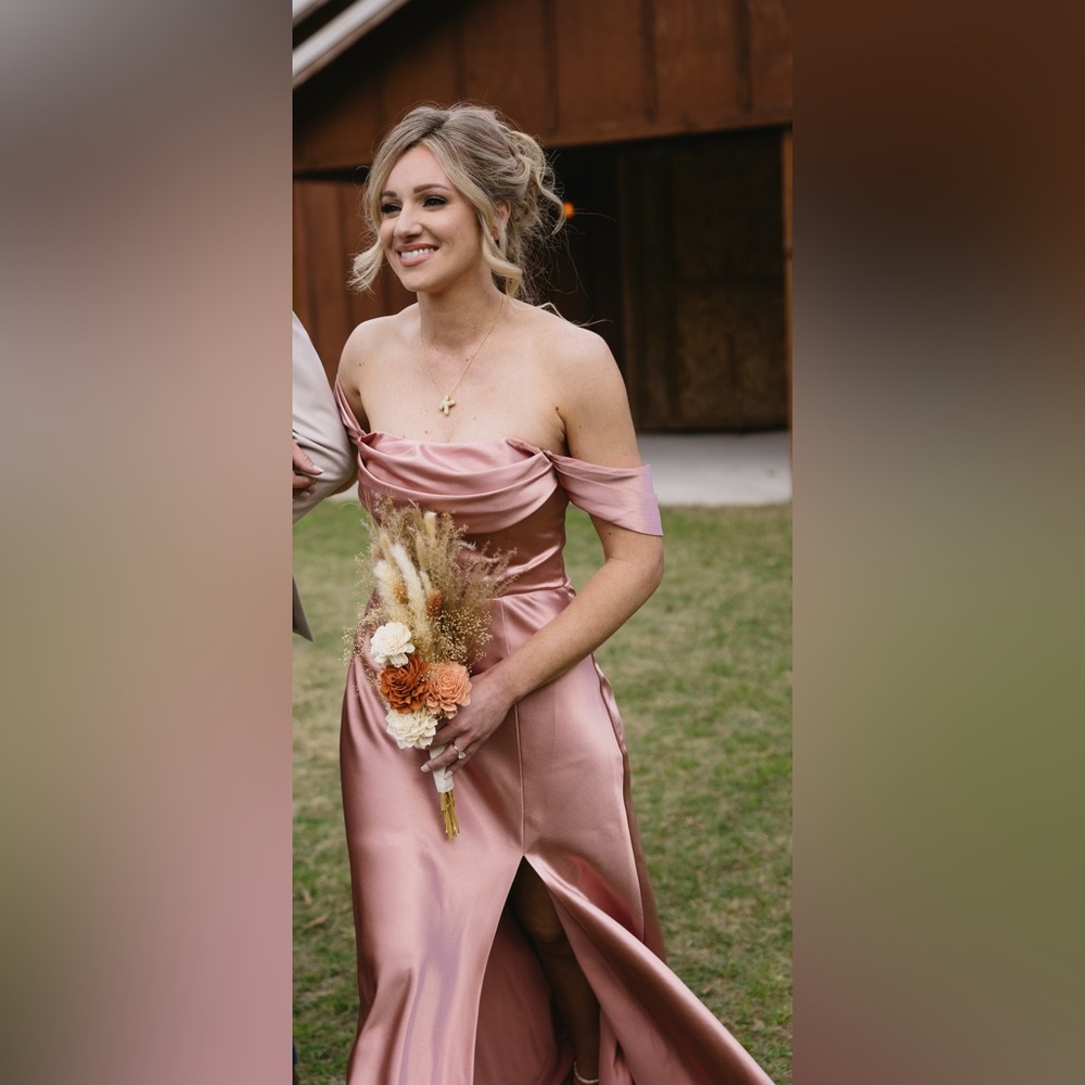 Birdy Grey Mia Dusty Rose Shiny Satin Bridesmaid Dress